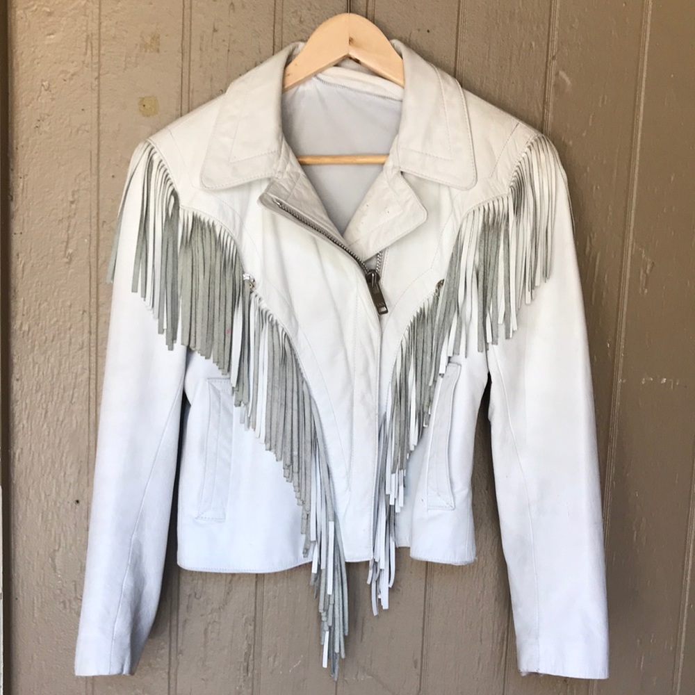 Vintage leather fringe jacket